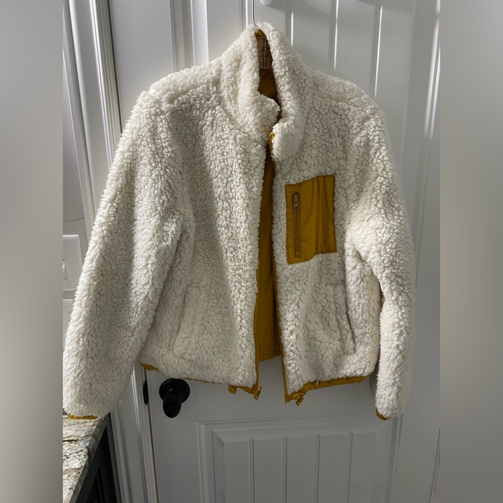 Yellow/White Reversible Sherpa Coat